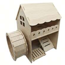 Hamster Wooden House, Small Animal House, Cage Accessories, Easy-Install Bed, Guinea Pig Habitat