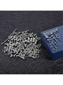 100pcs Piercing Jewelry Set, 14G 16G 20G Nose Rings, Lip Rings, Tongue Rings, Stainless Steel Cartilage Earrings, Barbells, Navel Rings, Body Piercing Accessories - 150 piece silver set - View 3