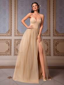 Đầm dạ hội không tay cạp cao ôm dáng VIPGIRL - Màu Khaki - Xem 7