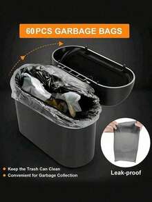 1 Papelera de plástico con tapa tipo prensa para automóviles, 1 Papelera colgante de puerta lateral para automóviles, tipo universal, con bolsas de basura