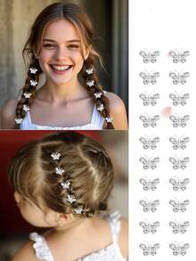 10pcs Mini Crystal Butterfly Hair Clips, Cute Silver Hair Clips Small Decorative Hair Clips, Wedding Hair Clips, Bridal Hair Accessories, Women Hair Accessories, Unique Butterfly Design, Suitable For Weddings, Parties And Other Occasions, Creative Gift, Holiday Hair Accessories