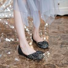 SAILING LU Square Toe Flats Shoes Rhinestoned Bowknots Ballet Flats For Women Studded Dress Shoes Comfort Light Weight LoafersChristmas - J-black - 查看 9