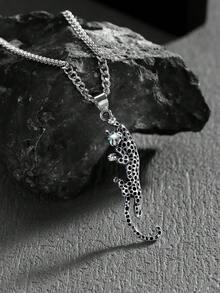 1 Stück modischer, vintage europäischer & amerikanischer personalisierter Hiphop Leoparden Anhänger Halskette, geeignet für lässige Streetwear von Männern