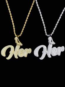 DUBSS 1 Piece Iced Out Name Letter Necklace Pendant For Men Prong Setting Hip Hop Jewelry - Letter - View 5