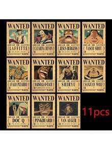 ONE PIECE Zestaw 5-20 sztuk plakatów One Piece Bounty Wanted z papieru pakowego, Anime Gear 5, Luffy, Bóg Słońca, Nika, dekoracja ścienna do salonu w stylu vintage