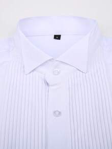 2025 Wing Collar French Dress Shirt  Free Bow Tie  Stretch Comfort Fit Wrinkle-Free & Breathable Self-Tie Wing Collar Shirt Groom's Luxury Wingtip Shir Black Tie Ready Wedding/Black Tie/Gala - 白色 - 查看 3
