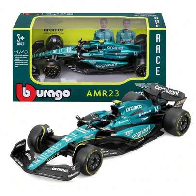 Burago 1/43 阿斯顿·马丁 AMR23 #14 费尔南多·阿隆索 2025 F1 车队压铸赛车模型，一级方程式赛车模型，节日、生日和收藏的完美礼物