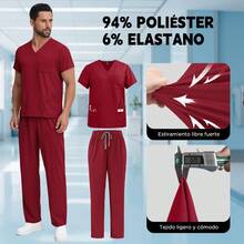 Men Scrub Sets - Burgundy - View 2