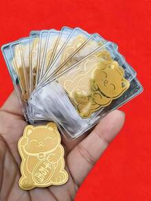 20pcs Gold Lucky Cat Stickers - Decorative Stickers For Mobile Phones And Laptop Covers, Shiny Glitter, Lucky Symbol For New Year Gifts, Phones, Tablets, Laptops, Cat Accessories, Tech Accessories, Holiday Decor, Funny Design, High-Definition Printing