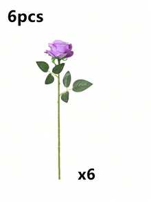 50朵紫色玫瑰仿真長莖玫瑰花束，人造花，適合居家裝飾、房間佈置、情人節裝飾、畢業禮物 - 紫色 - 查看 8