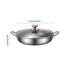 高品质不锈钢炒锅，带玻璃盖不粘锅，平底锅，三层不锈钢，304 不锈钢
