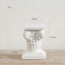 1pc Resin Roman Column Decor, Minimalist Vintage White Resin Carved Crafts, Living Room TV Cabinet/Entryway Table Decoration, Creative Candle Holder Base, Home Photo Backdrop, 3 Sizes Available