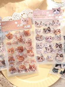 Cute Cartoon Cat Head Stickers, Decorative Cat Stickers For Phone, Computer, Various Sizes Available - Multicolor - View 6