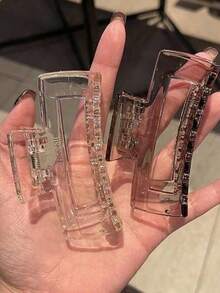 2pcs Acrylic Transparent Clasp Ladies' Versatile Hair Accessory With Elegant Style Fall Winter Hair Clip Claw Clip Hair Accessories For Women For Vacation Outfits Woman Fashion Hair Clutch