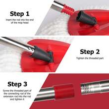 Qulable Spin Mop Replacement Handle - 4-Section 30" To 58" Mop Handle Replacement Stick Compatible With O-Ceda Spin Mop, EasyWring Mop Handle For Floor Cleaning(Mop Head&Base Not Include) (Red) - 酒紅 - 查看 6