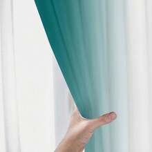 2pcs Modern Ombre Print Sheer Curtains, Lake Blue To White, Translucent Polyester Material, Suitable For Living Room, Bedroom, Kitchen - Rod Pocket Design, UV Protection, Machine Washable - Multicolor - View 8