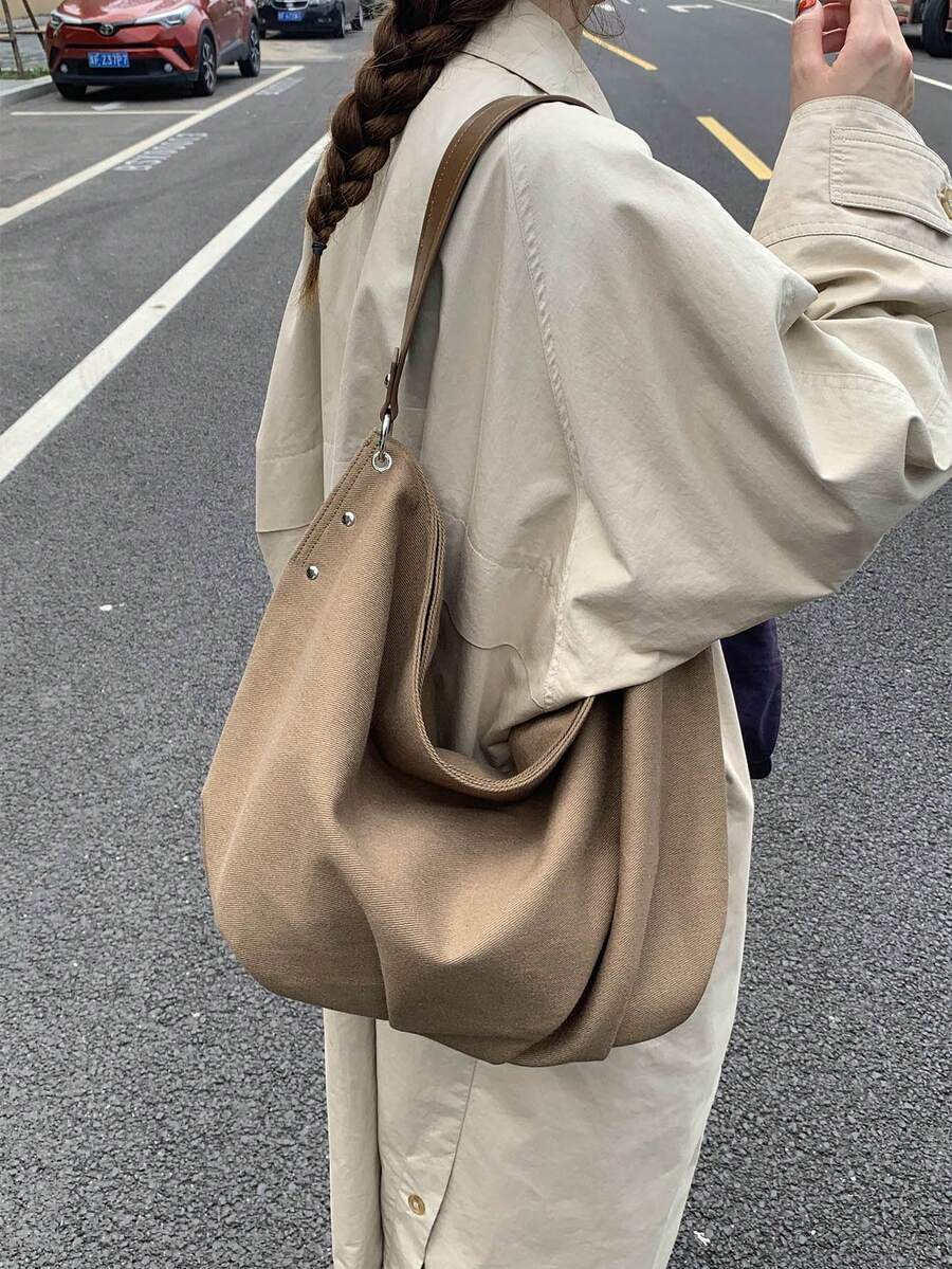 Neue minimalistische Schultertasche, einzigartiges Design Umhängetasche für Frauen - Khaki - Übersicht 1