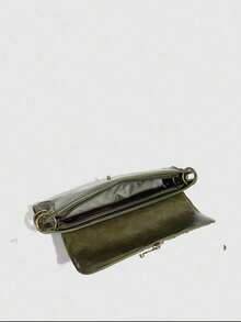 Fashionable Versatile Shoulder Bag, Crossbody Bag, Clutch Bag, Bull Bag - màu xanh lá - Xem 3