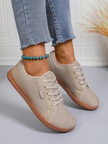 Zapatillas deportivas antideslizantes para mujer - Tenis con cordones planos, fitness, zapatos para caminar - Diseño caqui - Plantilla media blanda MD - Zapatos deportivos para interiores/exteriores de todas las temporadas - Agarre antideslizante, adecuado para gimnasio, correr, viajes - Zapatillas de tenis fáciles de limpiar - Zapatos ligeros y estables para mujer, equipo deportivo casual, tela transpirable, diseño duradero, para entusiastas del fitness