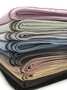 1pc Women's Simple Classic Solid Color Elegant Casual Edged Jersey Hijabs Scarf, Long Scarf Style Turban, Suitable For Daily Life, Outings And Gatherings