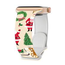 Christmas Print Band For Apple Watch Ultra 49mm Silicone Strap Bracelet For Series 11 10 9 8 7 41 45mm 6 Se 3 40 46 42MM