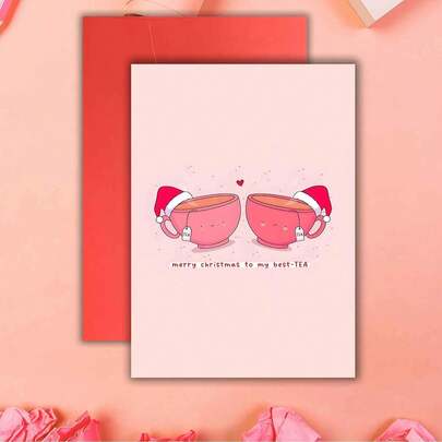 Cartão de Natal fofo - Cartão de Natal para melhores amigos, Cartão de Natal, Cartão de ilustração feito à mão