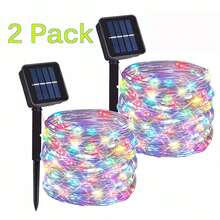 Đèn dây năng lượng mặt trời ngoài trời, đèn dây năng lượng mặt trời bằng dây đồng, đèn Giáng sinh năng lượng mặt trời, thích hợp trang trí sân vườn/cắm trại/đám cưới/sân nhà/hiên nhà. - Nhiều màu - Xem 9