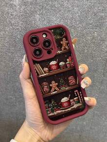 圣诞饼干压纹酒红色印花加厚防震软手机壳，兼容 16/16 Pro/16 Pro Max/16 Plus、 15 XR/7/8、 15 Pro Max、 13/14 Pro Max、 11/12/14 等机型。 - 彩色 - 查看 8