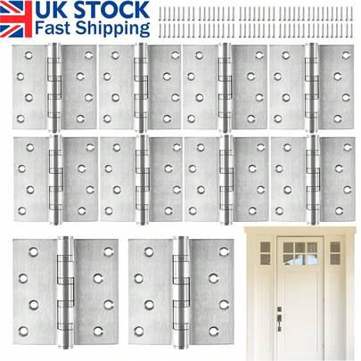 10X Internal Door Hinges Ball Bearing Fire Doors 4inch 100mm Suit & SCREWS UK