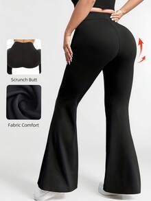 Plus Size Women Flared Pants, High Waist Elastic Skinny Yoga Leggings, Soft & Comfortable, Fashion Minimalist Casual Trousers, Autumn/Winter