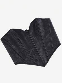 Top corset sin tirantes, top corto con corsé y lazo en la espalda, cinturilla moldeadora, top tubo adelgazante, adecuado para Halloween - Negro - Ver 4