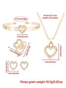 Diamond Decoration Casual Quartz Watch And Jewelry Set For Girls, 6pcs - Rose Gold - View 7