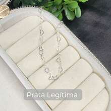 Tornozeleira Elo de Coração Prata 925 Legítima 25cm - Prata - Visão 8