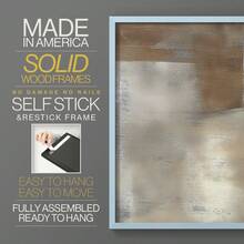 1pc Restickable Framed Modern Rustic Abstract Art Print, Wood Frame, Soft Geometric Shapes, Textured Brushwork, Contemporary Neutral Tones, Statement Wall Art Home Decor, Wall Art For Living Room, Entryway, Bedroom Art, Made In USA, Ready To Hang Art Prints - Blue - View 6