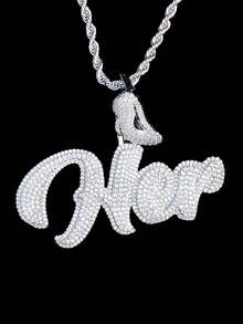 DUBSS 1 Piece Iced Out Name Letter Necklace Pendant For Men Prong Setting Hip Hop Jewelry - Letter - View 4