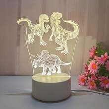 復古恐龍 3D 小夜燈，USB 供電，LED 環境燈，檯燈，床頭伴侶燈。適用於書房、臥室、客廳、遊戲室，聖誕節/新年/生日/節日禮物。 - 彩色 - 查看 7