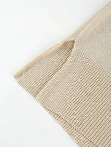 Plus Size Women Solid Color V-Neck Drop Shoulder Long Sleeve Casual Loose Knit Sweater, Autumn/Winter