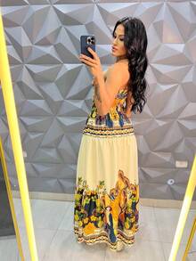 July Tropical Strapless Dress In Various Prints, 2025 Collection - 橘色 - 查看 2