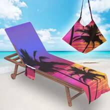 1 Stück schnelltrocknende Strandtuch, Mikrofaser Landschaftsmuster Strandtuch, Strandstuhllehne mit Tasche, geeignet für Strand, Badezimmer, Outdoor, Schwimmen, Pool, Camping, Picknick, Yoga, Tauchen, Urlaubszubehör, Reiseessentials