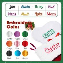 Personalized Christmas Stockings For Dogs Cats, Custom Pet Christmas Stockings With Embroidered Name, Pet Paw Or Large Bone Xmas Stockings For Holiday Decoration (1 Pc)