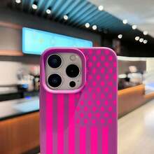Funda para teléfono con diseño de bandera estadounidense rosa, compatible con iPhone 16, 15, 14 Pro Max, 13, 12, 11, XR y XS Plus. Fabricada en silicona TPU, ofrece protección contra golpes y caídas, además de una excelente sensación al tacto. Es el regalo ideal para familiares, amigos y seres queridos. - Morado - Ver 4