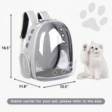 Cat Backpack, Pet Bubble Backpack, Pet Capsule Backpack, Small Space Pet Travel Bag, Waterproof And Breathable Pet Harness Approved By The Airline, Suitable For Travel, Hiking, Walking And Outdoor Use - 灰色 - 查看 8