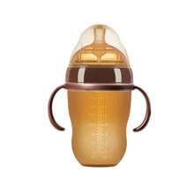 KUNT Biberón de silicona para bebé de 150ml/240ml con bola de gravedad y asa, anticólico, antideslizante, biberón para recién nacidos con asa para un agarre fácil - Multicolor - Ver 7
