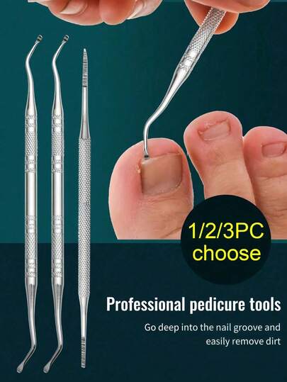 1/2/3 Pieces Stainless Steel Toenail Trimming Scissors Foot Scraper Foot Nail Care Double-Sided Pedicure Nail File Removes Calluses For Cleaning And Removing Ingrown Nails, Toenail Tool Set - Toenail Scraper And Foot File Set, Stainless Steel Nail Cleaner And Foot Care Tools For Treating Ingrown Nails