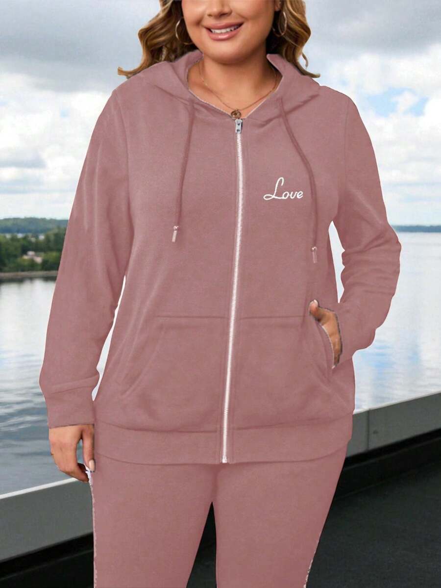 CONJUNTO DE TALLAS CURVY PARA DAMA 2 PIEZAS SUDADERA Y PANTALON AJUSTABLE