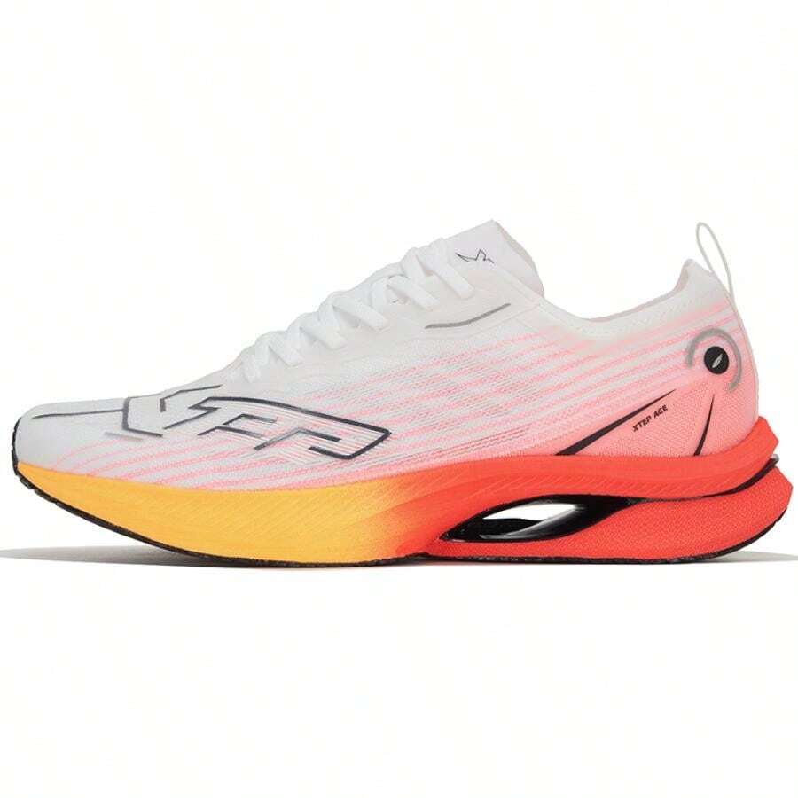 XTEP Lekkie buty do biegania 9.0 PRO, Bounce-Back, męskie buty sportowe i fitness, 875219110070 - Klasyczny biały/laserowa czerwień - Zobacz 1