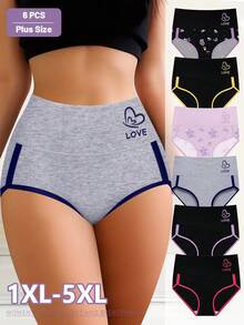 6 buc chiloți de lenjerie intimă pentru femei, mărime mare, design la modă cu blocuri de culoare, moi și respirabile