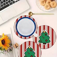 2pcs/4pcs/6pcs Christmas Tree Pattern Printed Diatomite Placemats, Home Decor, Suitable For Christmas Gifts, Christmas Decorations, Applicable To Dining Table, Coffee Bar, All Seasons, Washable Placemats, Room Decor, Coasters, Drink Mats, Drain Mats, Kitchen Dining Table Mats, Indoor/Outdoor Party Decorations, Home Decor, Ideal Gifts