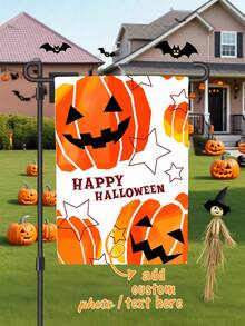 SRH 1pc Customizable Garden Flag With Halloween Theme Background, Personalized Text, Multiple Fonts And Color Options, Or Upload Custom Image (Halloween, Christmas Party Scene, Atmosphere Photo Etc.), Customize Your Own Style Garden Flag For Home, Garden, Outdoor Decor, Bedroom Decor, Halloween Decoration