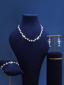 3pcs/Set Fashion Wedding Bridal Accessories Earrings, Bracelet, Necklace Sets